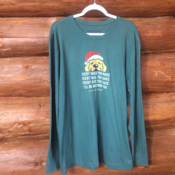 Life is Good Green I'll Be Watching You Golden Retriever Men Crusher Tee Size XL - Picture 1 of 4